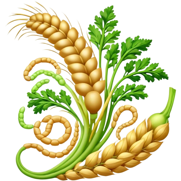 Golden wheat, green vegetables, colorful fruits, and tiny seeds surrounding a glowing digestive system. Light sparkles flow through the intestines, showing fiber's cleansing effect. All fiber-rich foods emit a soft glow as they contribute to digestive health. emoji