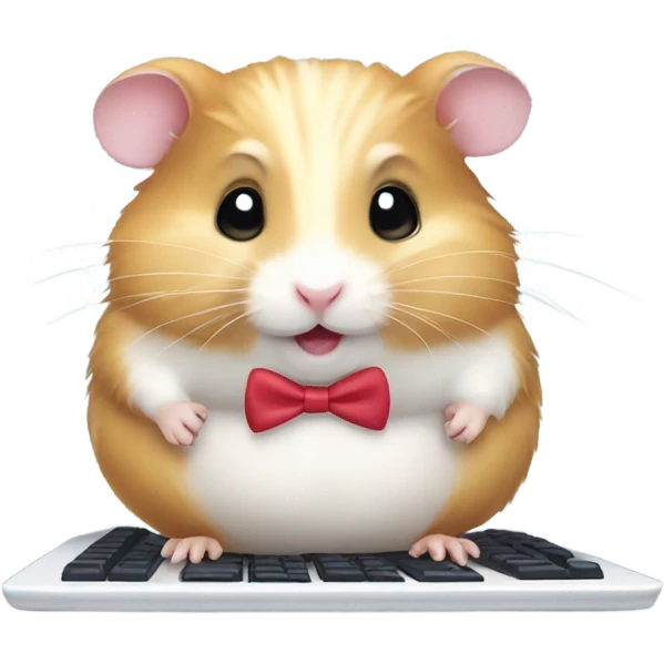 Hamster with with bow typing on computer  emoji