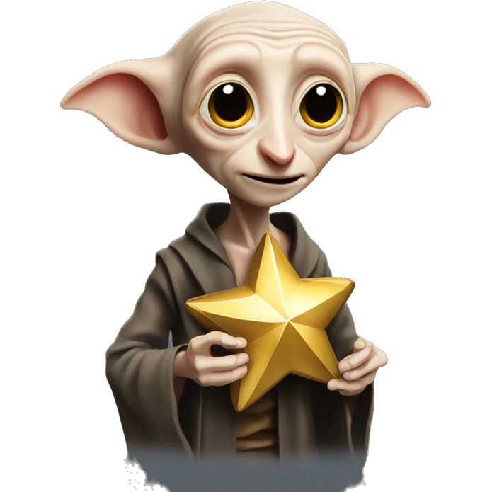 Dobby holds a golden star in his hand emoji