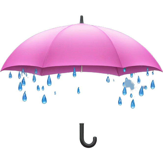 Pink umbrella with blue rain droplets emoji