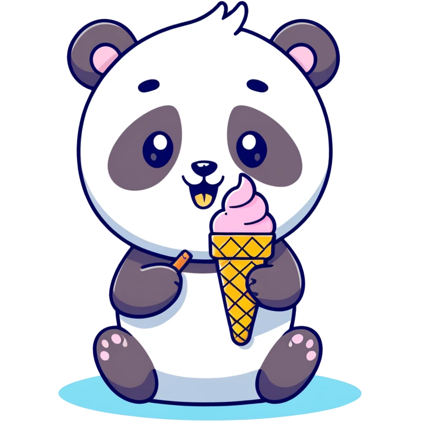 Panda eating ice cream emoji