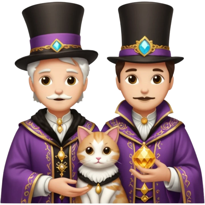 magician couple and their pet cat emoji