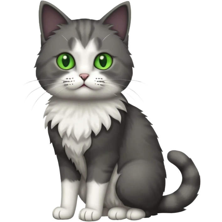 full body half dark grey and half white cat emoji