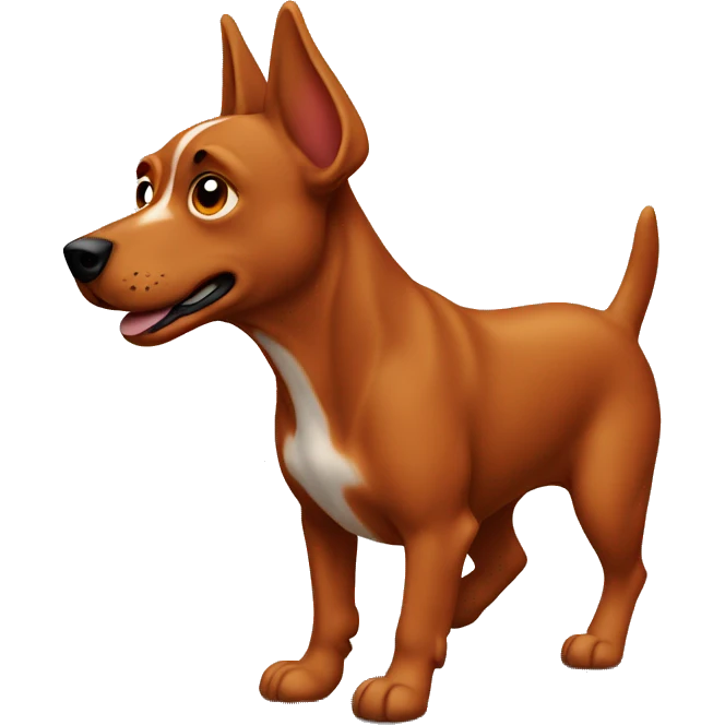 solid red dog with pointed ears running emoji