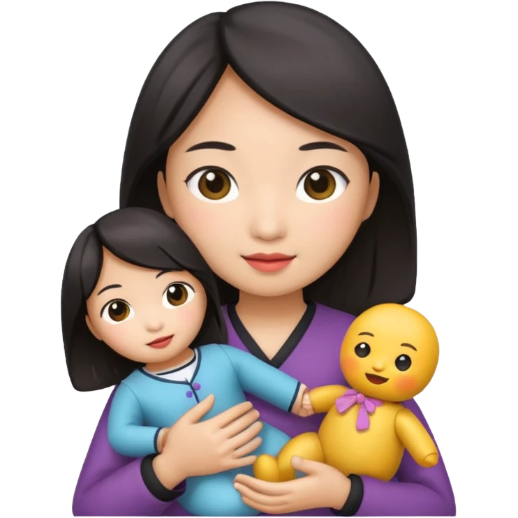 asian woman holding  doll emoji