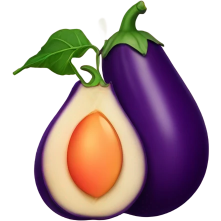 eggplant going into a peach emoji