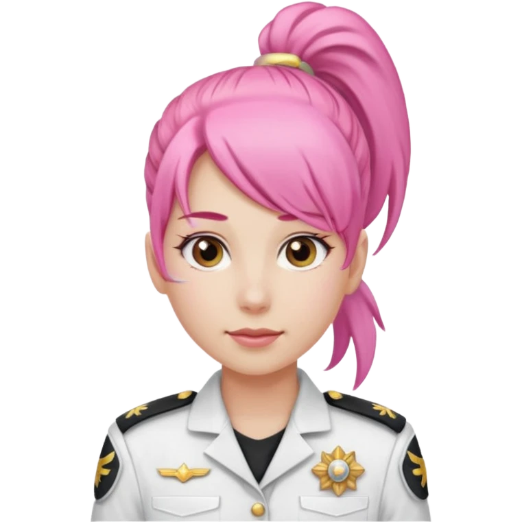 Commander Bloom – pink ponytail pilot in white uniform emoji