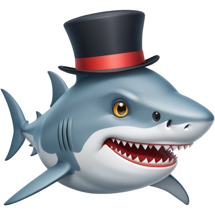 Shark with a top hat emoji