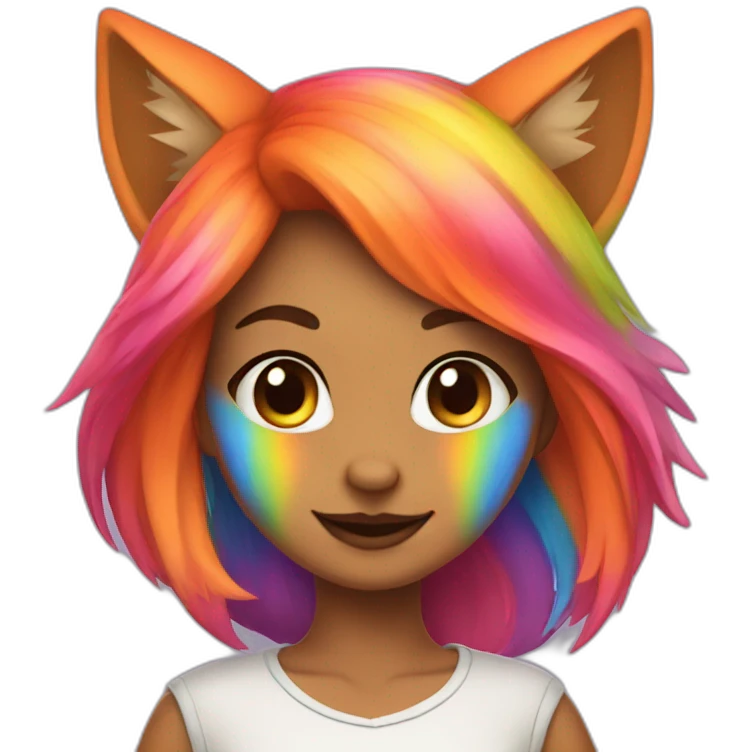rainbow fox girl emoji