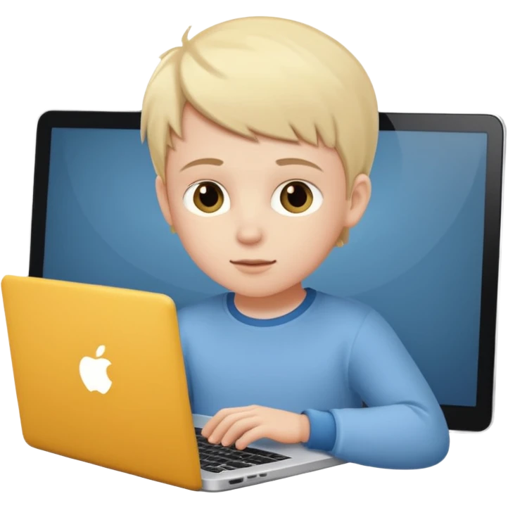 a white child programs on a laptop emoji