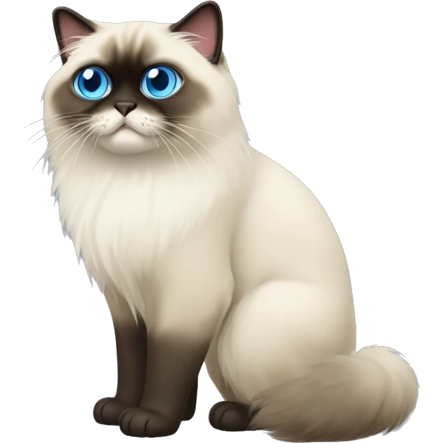 himalayan cat blue eyes dark face full body dark feet emoji