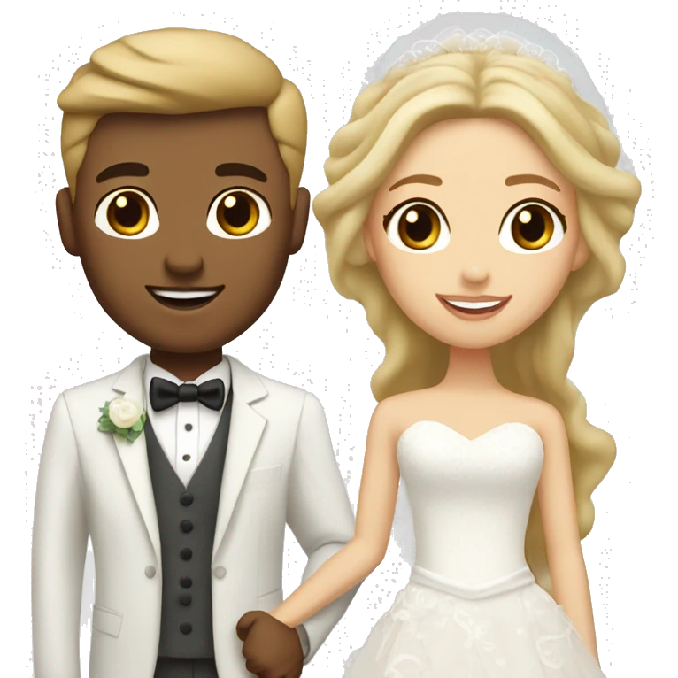 light brown hair and light skin bride with blonde light skin groom  emoji