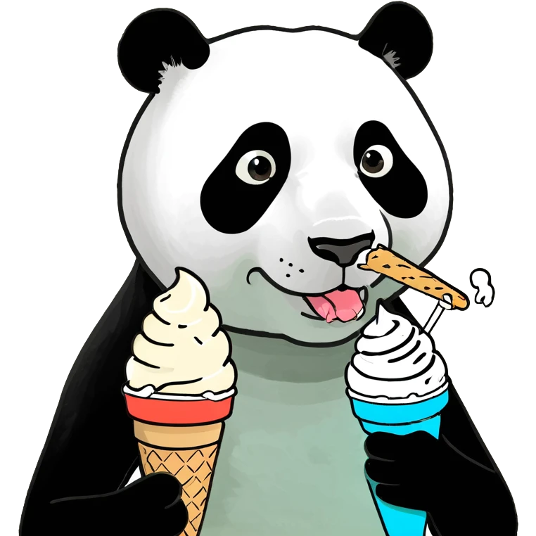 Panda eating ice cream emoji