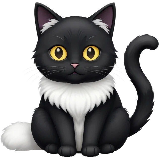 black cat with white bottom emoji