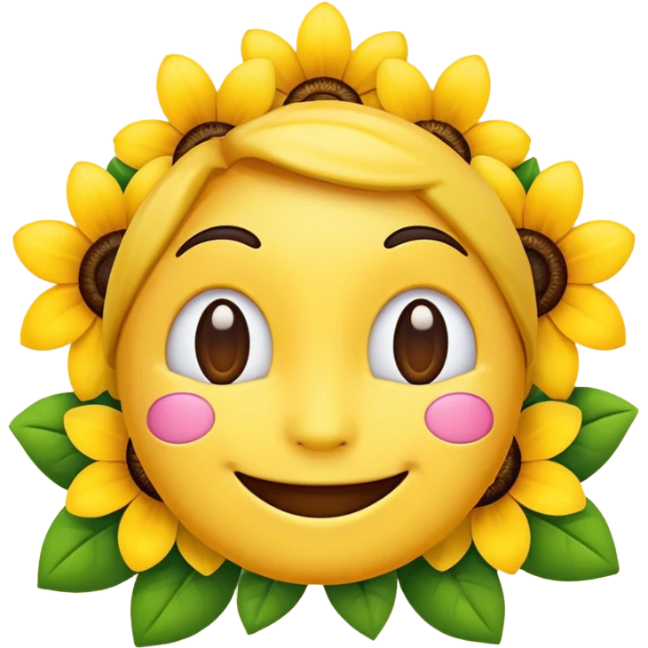 Smiling emoji with flowers that move emoji