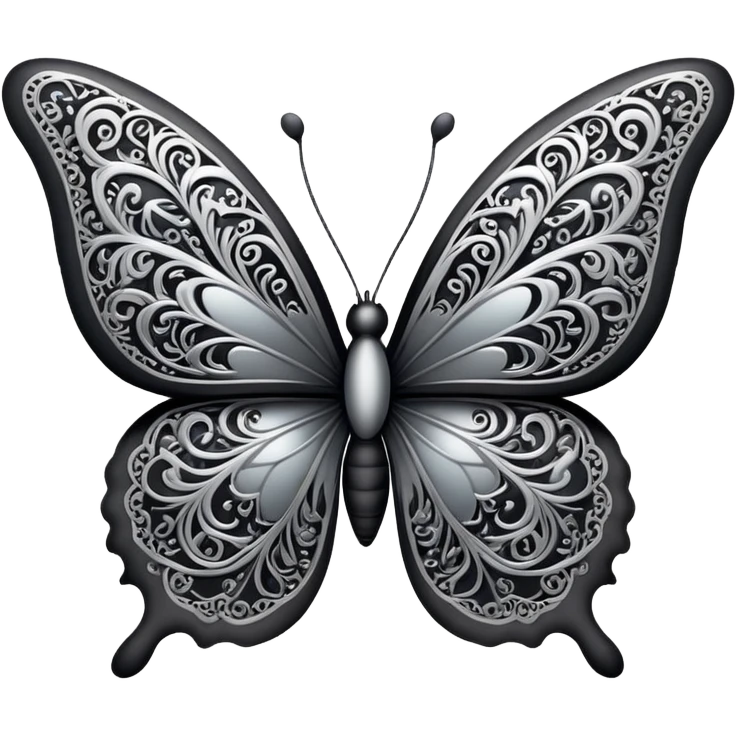 butterfly black and silver emoji