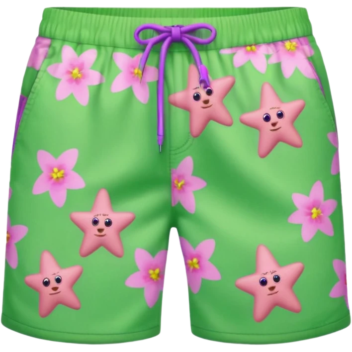 Patrick Star With Green and purple Floral Shorts emoji