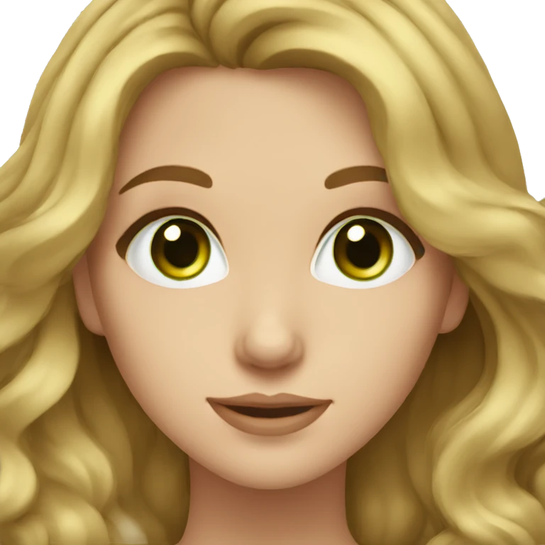 Cute woman with wavy dark blonde hair and green-blue eyes emoji