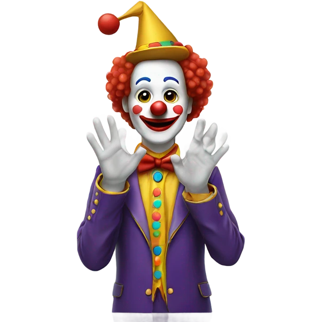 A clown with a hand over his head emoji