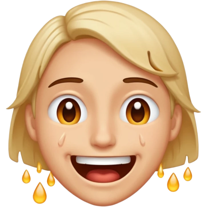 Crying but trying to smile face – shaky grin, tears streaming, chaos energy. emoji