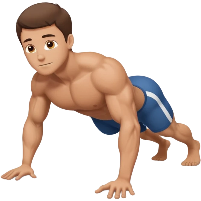 White man short brown hair doing pushups  emoji