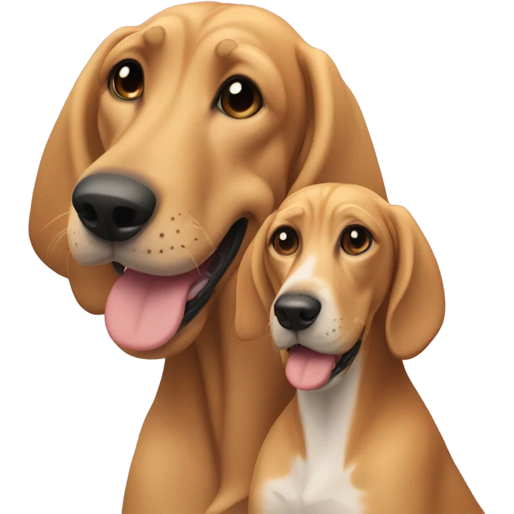 Coonhound and blonde girl hugging emoji