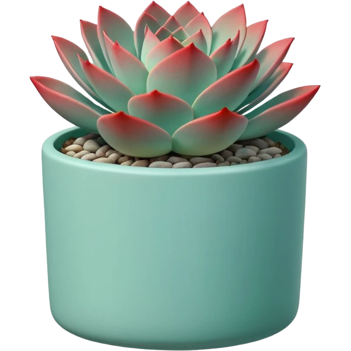 A ceramic pot in a pastel turquoise color, shaped like a cylinder, the pot is tall and contains an Echeveria 'Painted Nodulosa' plant. emoji