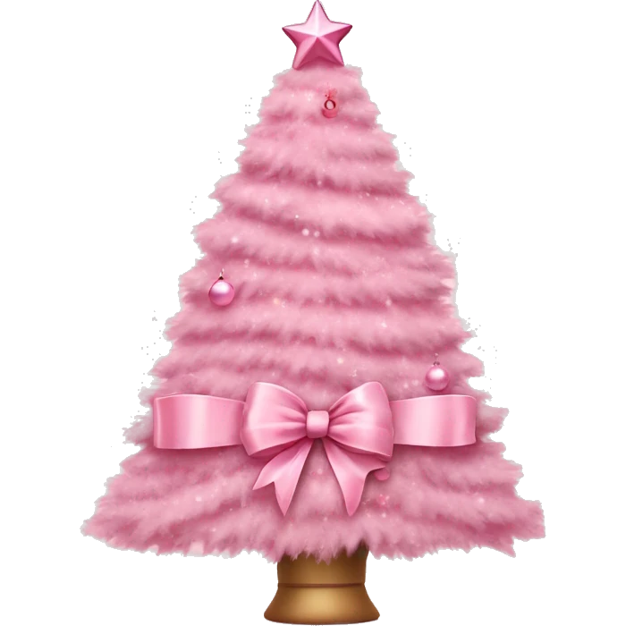 pastel pink decorated pink christmas tree with a pink bow and ribbons  emoji
