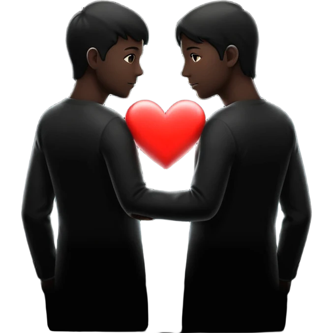 two silhouettes facing away from each other with a heart between emoji