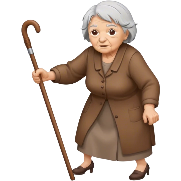 old woman beating a bear with her cane  emoji
