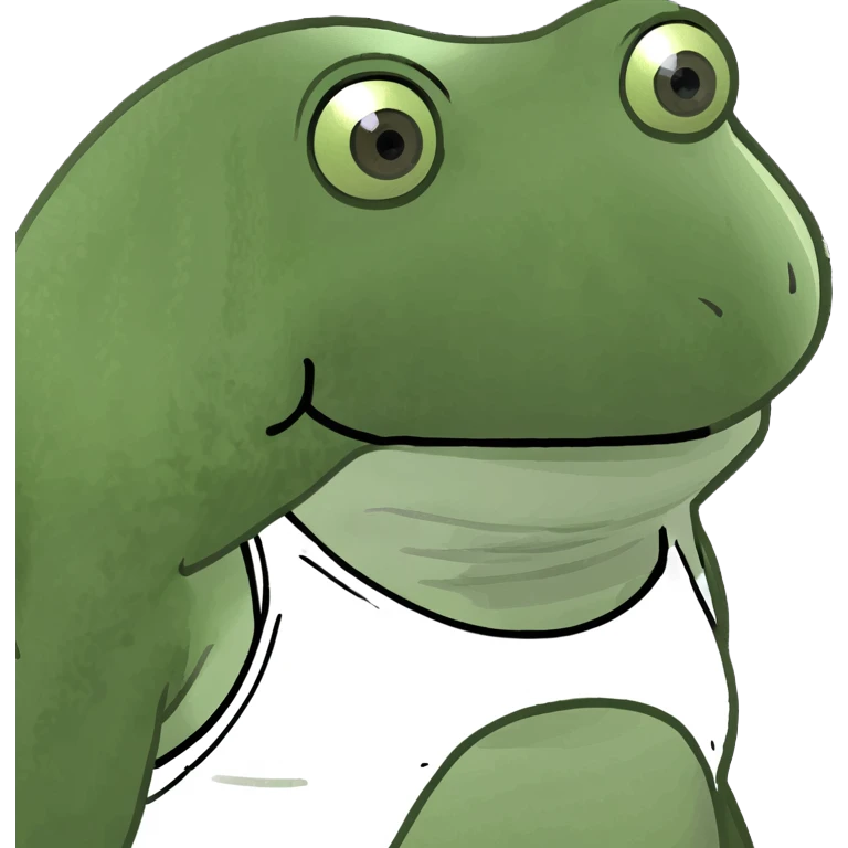 bufo frog with a white tank top, facing right, meme style emoji