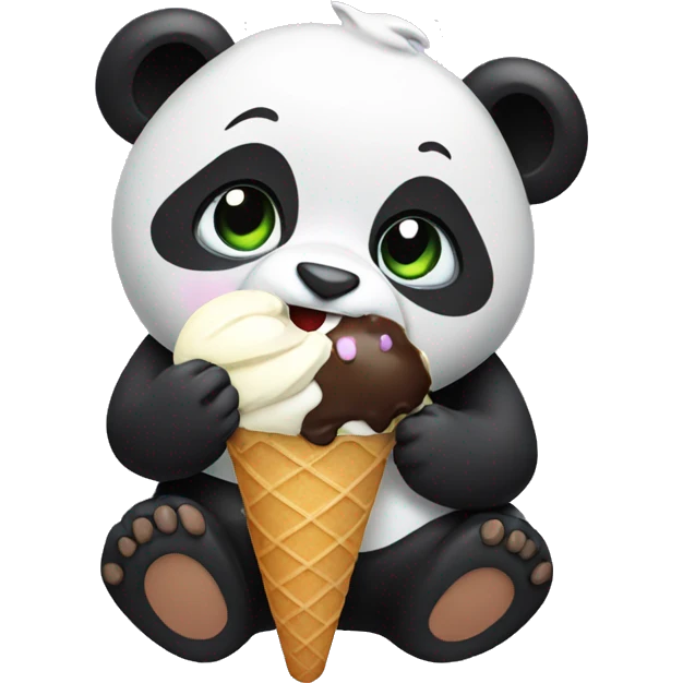 Panda eating ice cream emoji