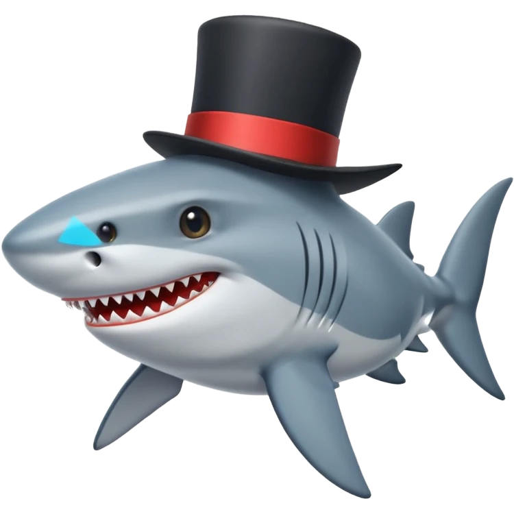 Shark with a top hat emoji