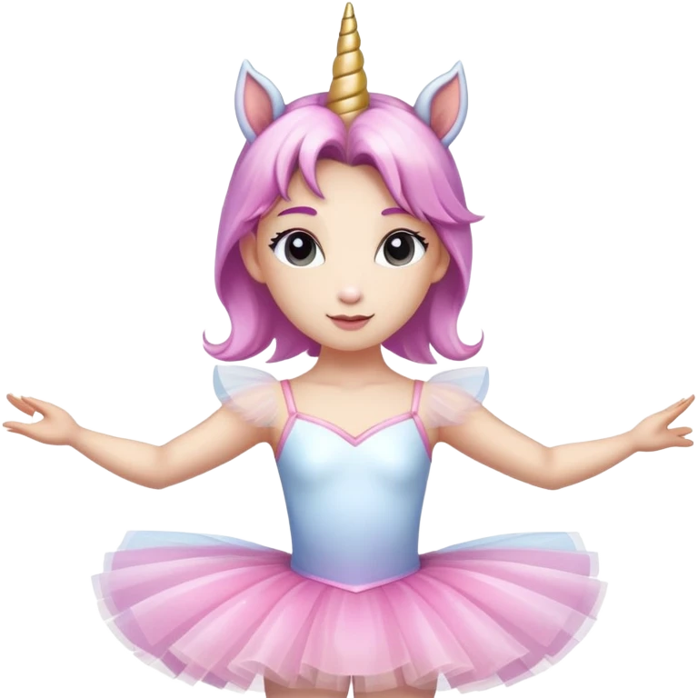 anthropomorphised female unicorn ballerina, head and shoulders, straight on, standard pose emoji