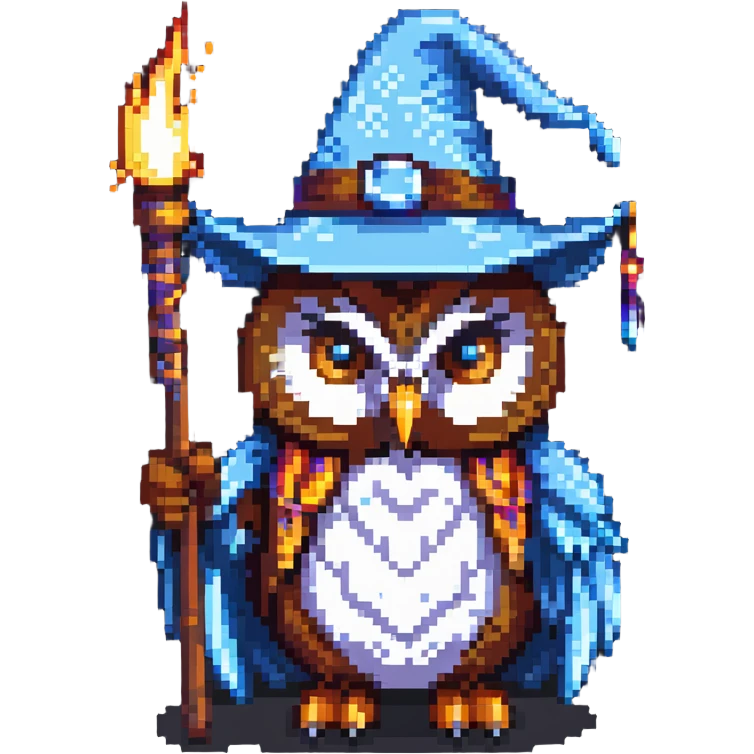 owl wizard with magic staff emoji