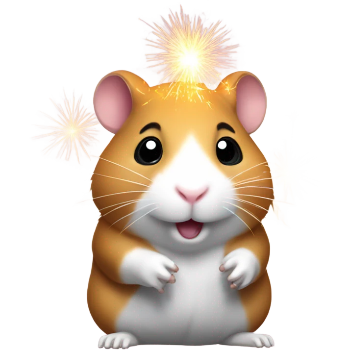 Christmas hamster with sparkler emoji