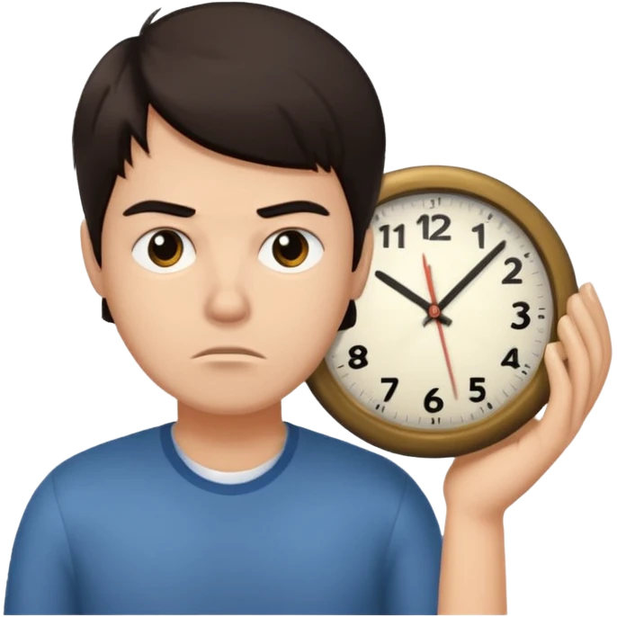 Create a hurried expression holding a clock emoji