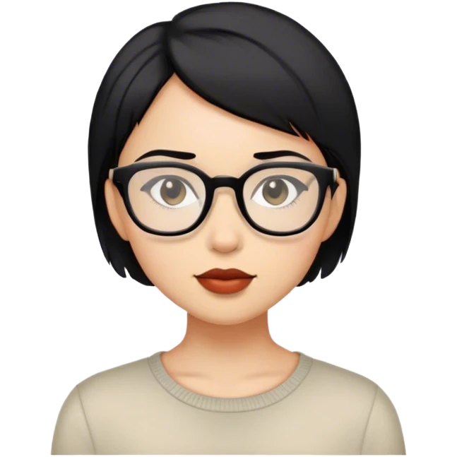 Chica cabello corto negro y lentes emoji