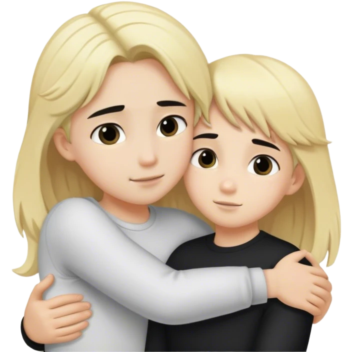 Girl with blonde hair hugging boy with black hair  emoji