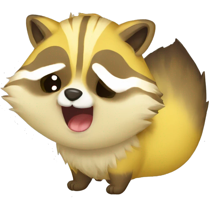 create me a cute  yellow raccoon emot crying emoji