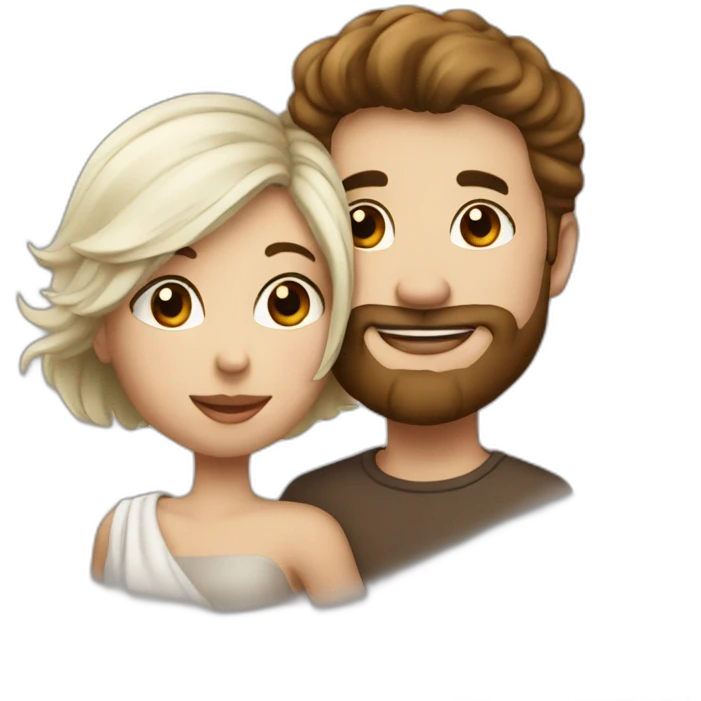 Couple bisous homme femme blanc brun emoji
