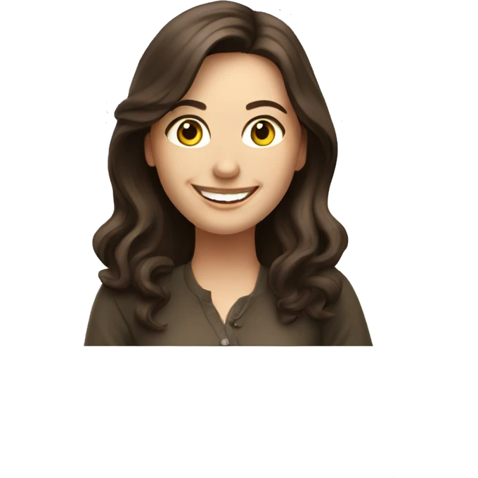 A happy caucasian brunette on a laptop emoji