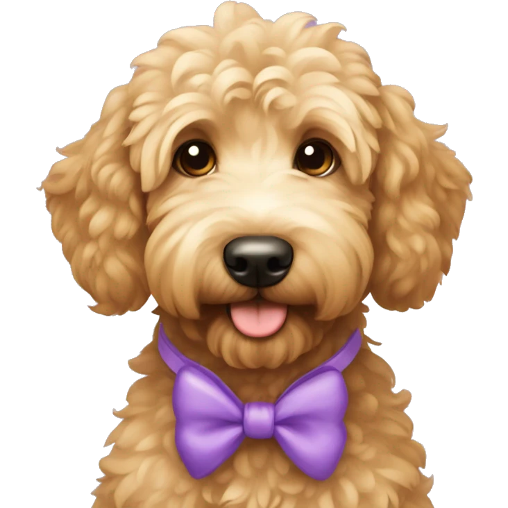 Goldendoodle with bow emoji