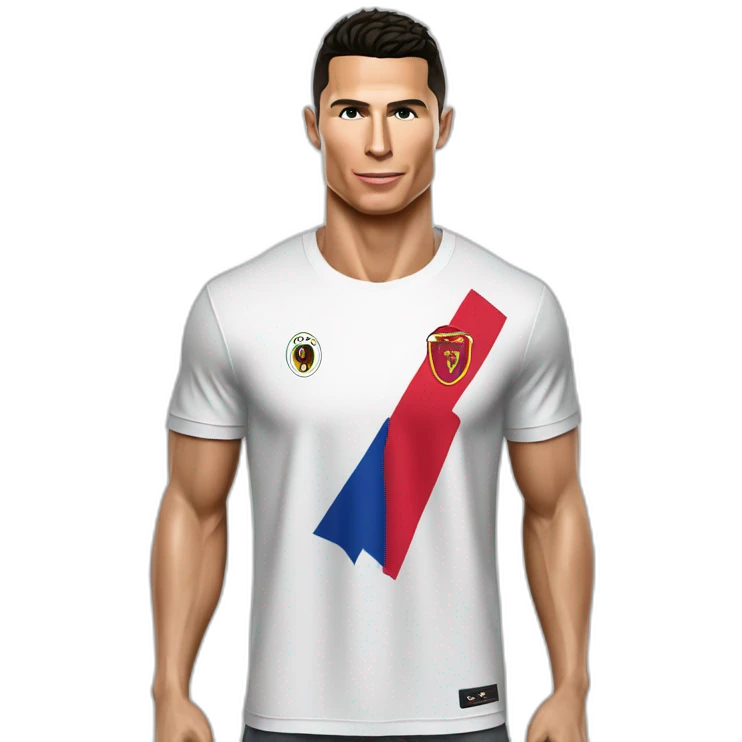Cristiano Ronaldo avec un t-shirt avec le drapeaux de l Albanie emoji