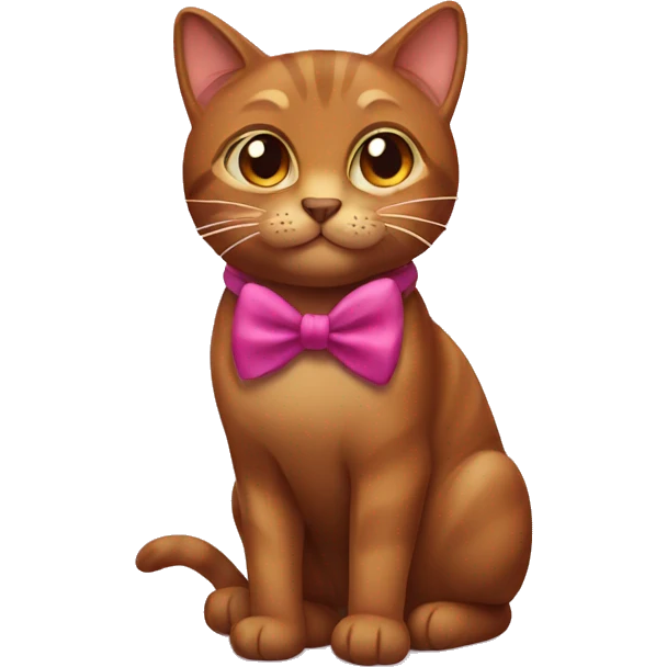 Brown Cat with bow  emoji