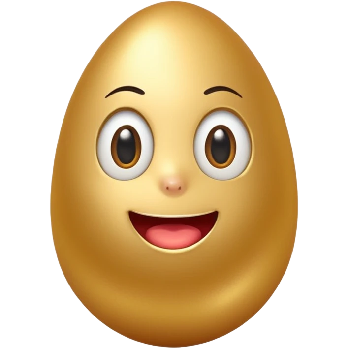 simple cartoon style golden egg, playful expression emoji