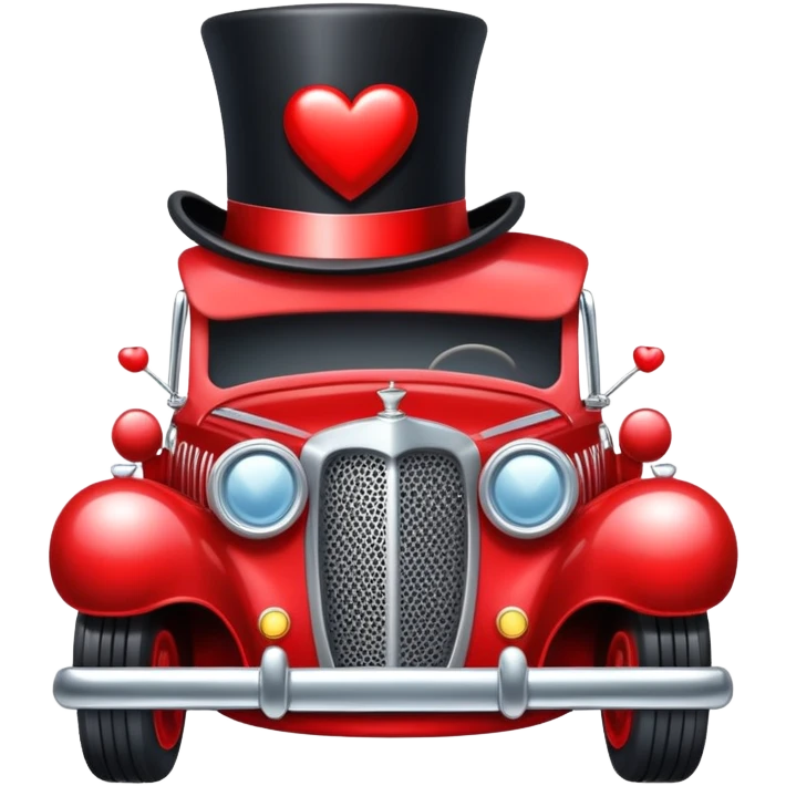 Car with top hat heart emoji