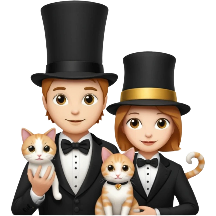 magician couple and their pet cat emoji