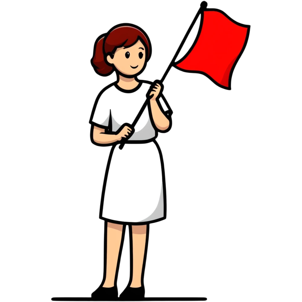 woman with red flag emoji