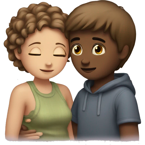 A boy and a girl cuddling  emoji